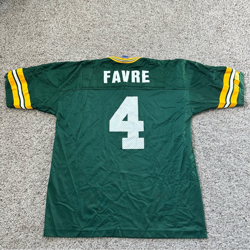 Vintage Brett Favre Green Bay Packers NFL Football Champion Jersey Mens Size 48 - Picture 9 of 10